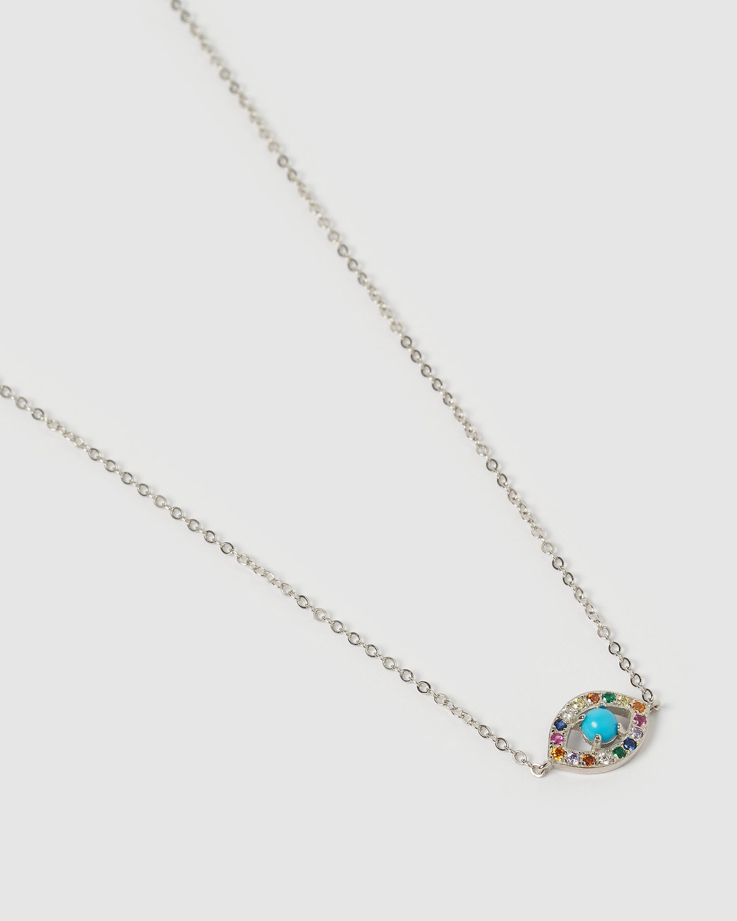 Izoa Jordan Evil Eye Necklace Sterling Silver Multi