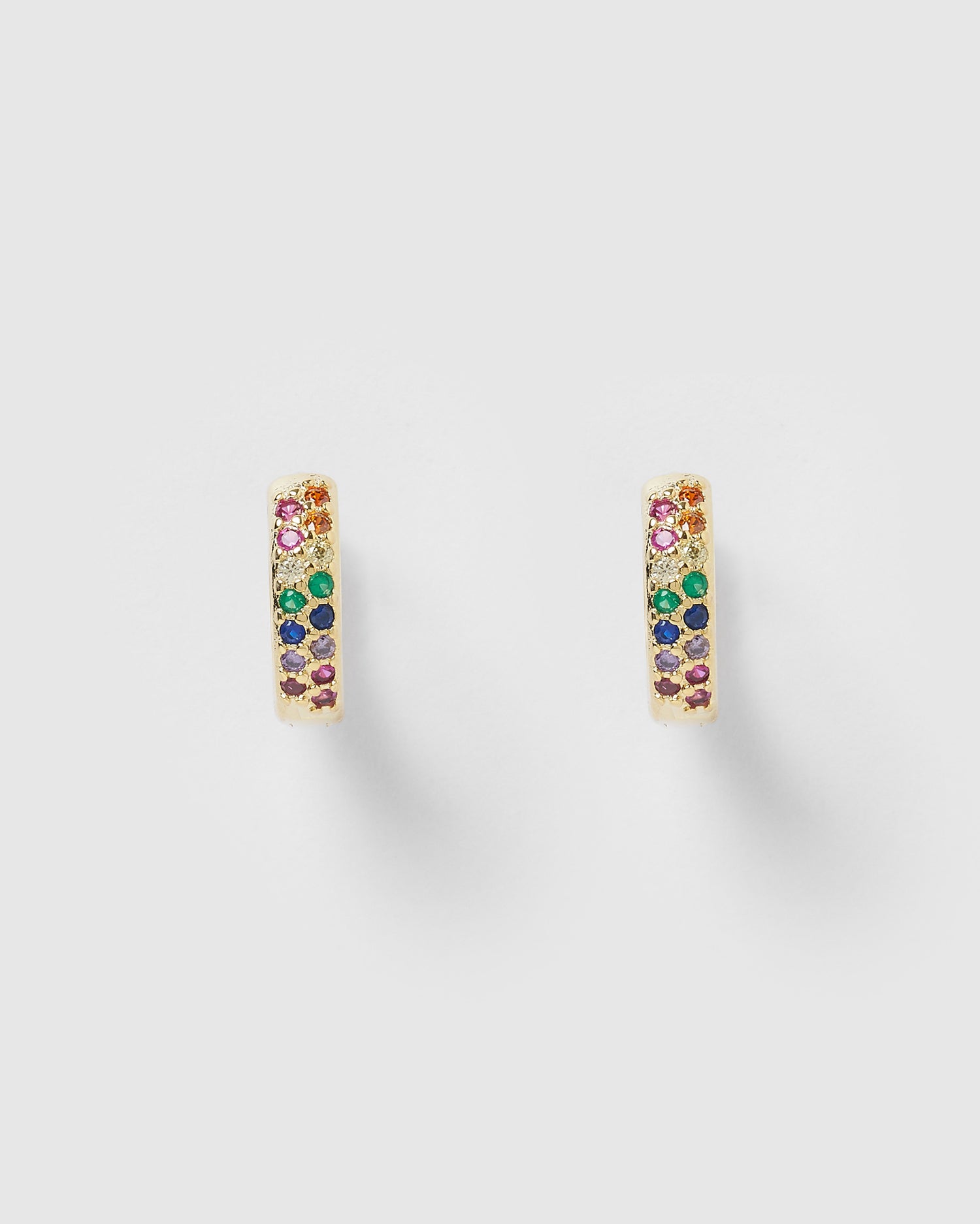 Izoa Rainbow Huggie Earrings Gold Multi