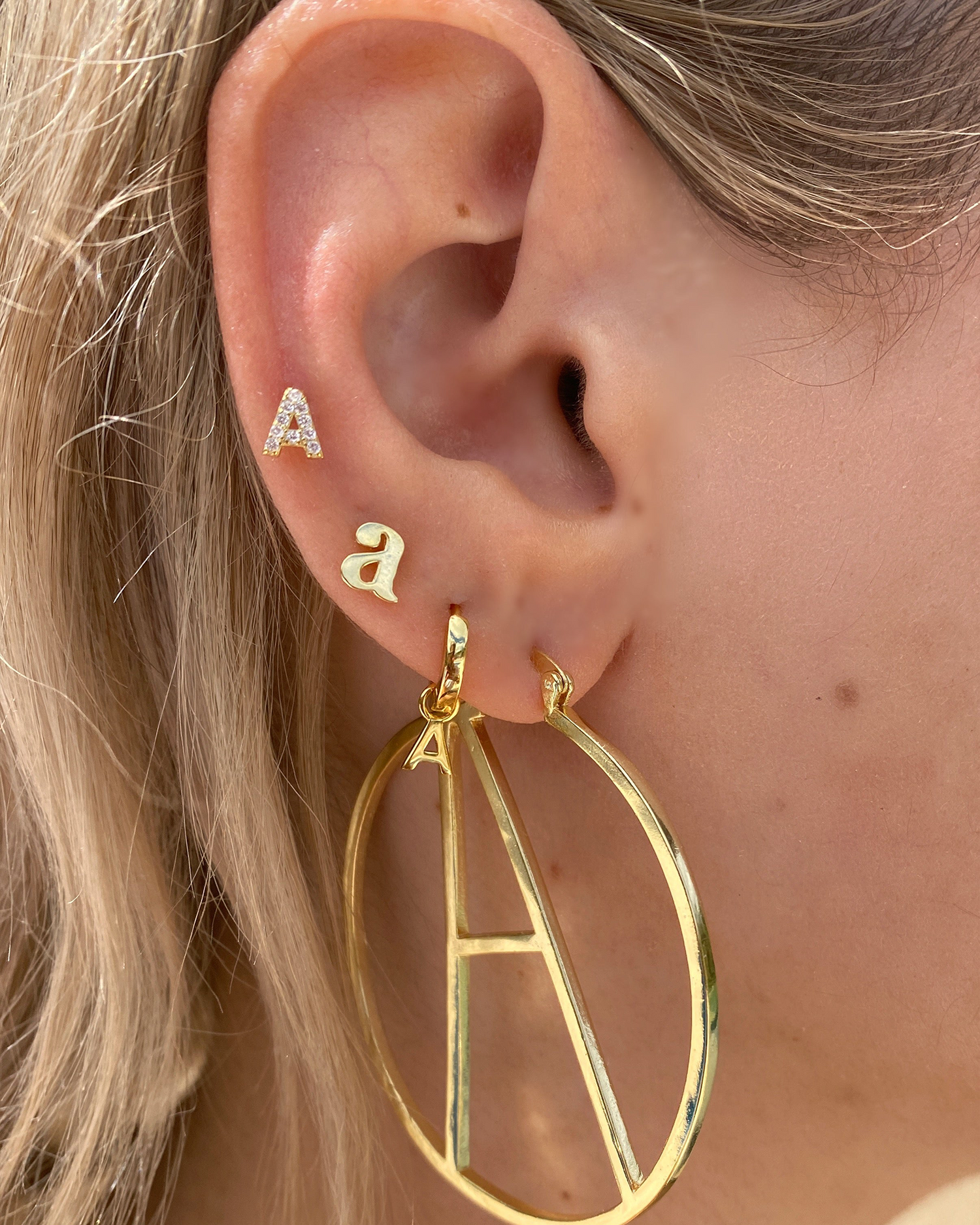 Izoa Alphabet Letter A Hoop Earrings
