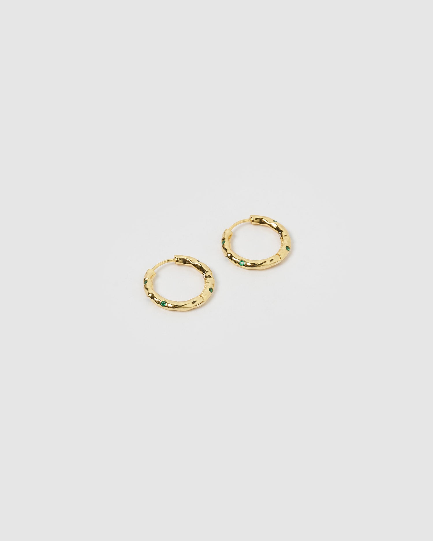 Izoa Rosetta Hoop Earrings Gold Green