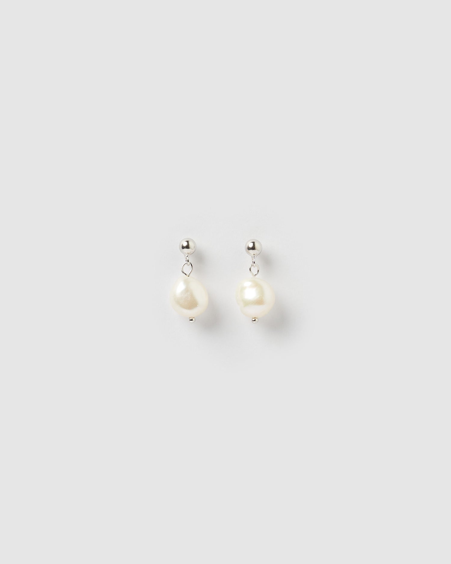 Izoa Rain Drop Earrings Silver Freshwater Pearl