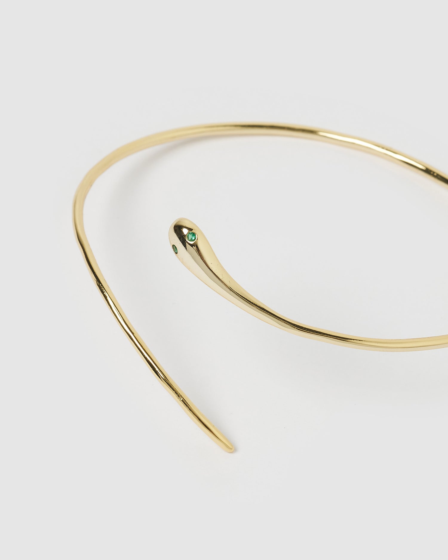 Izoa Serpent Green Eye Cuff Gold