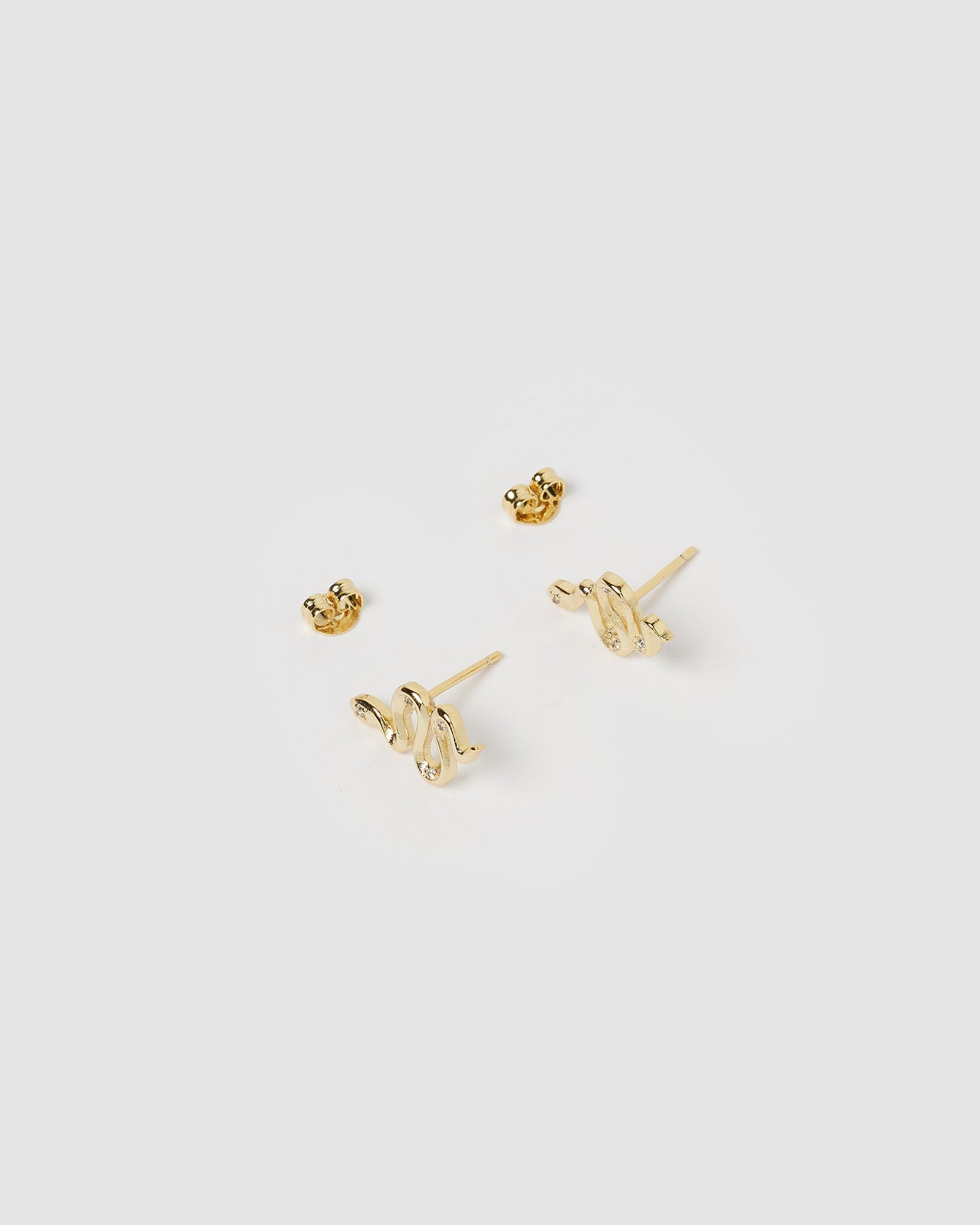 Izoa Snake Stud Earrings Gold