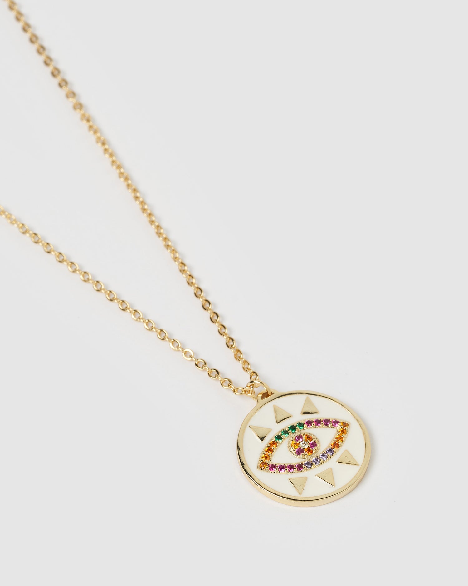 Izoa Tamara Evil Eye Necklace White Multi