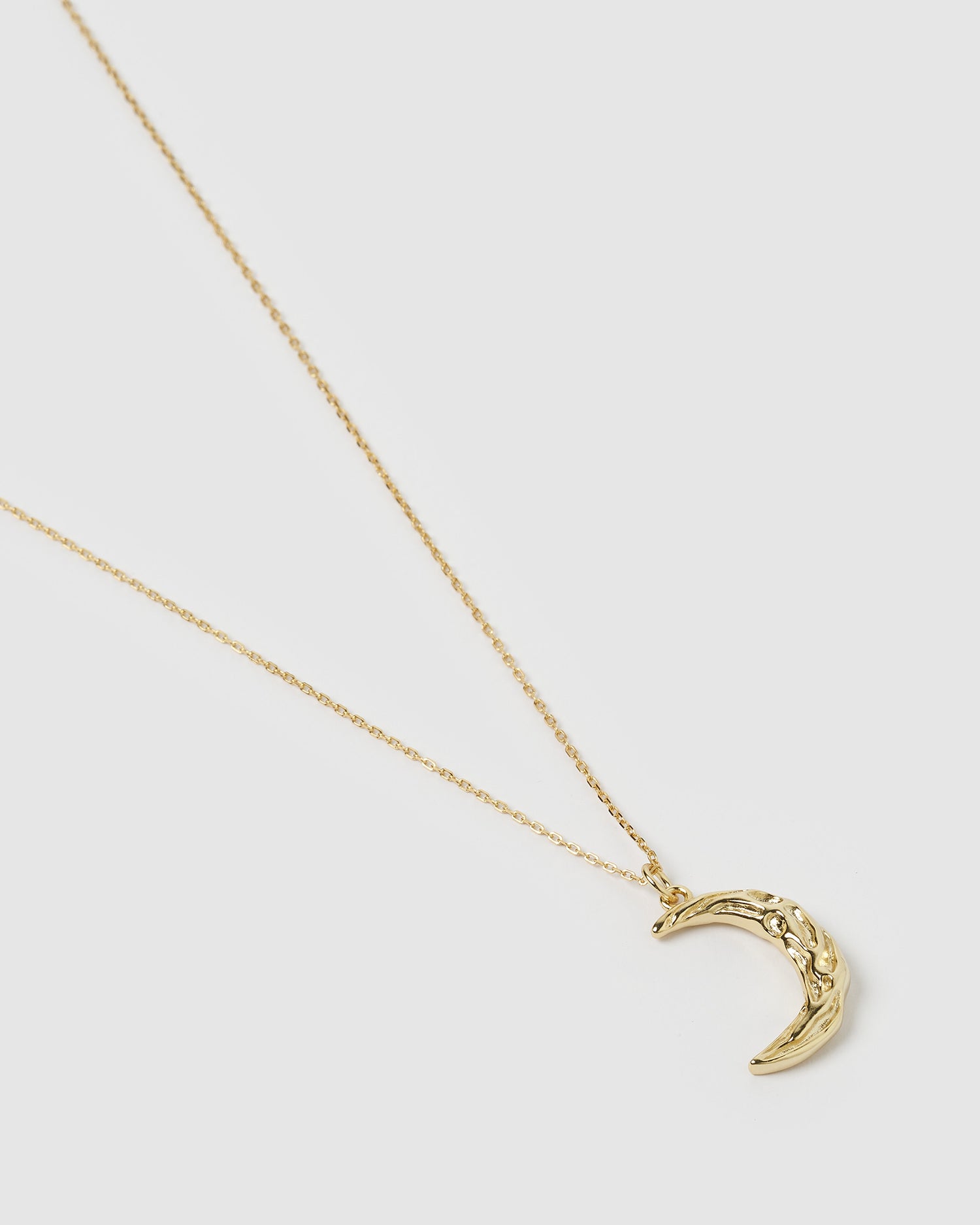 Izoa Textured Crescent Moon Necklace Gold
