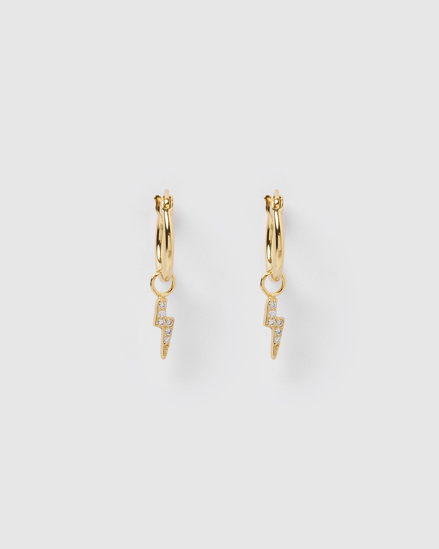 Izoa Lightning Bolt Huggie Earrings Gold