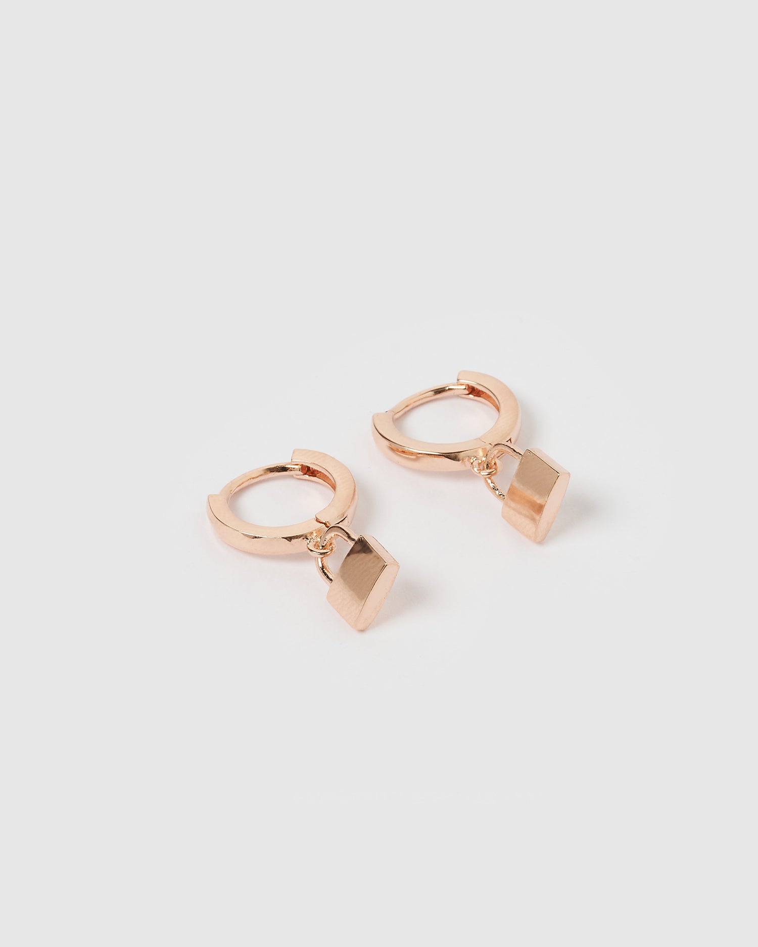 Izoa Padlock Huggie Earrings Rose Gold