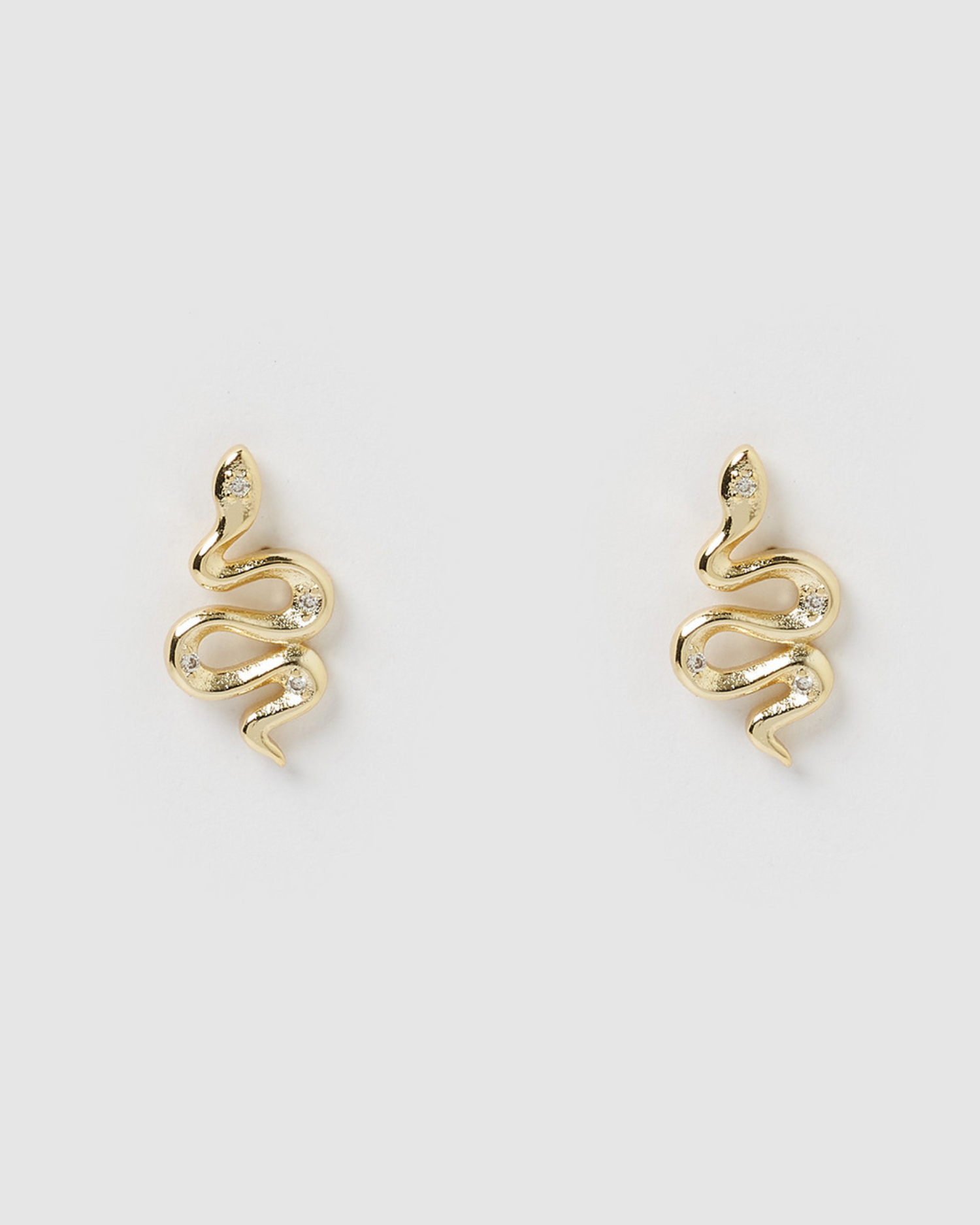 Izoa Snake Stud Earrings Gold